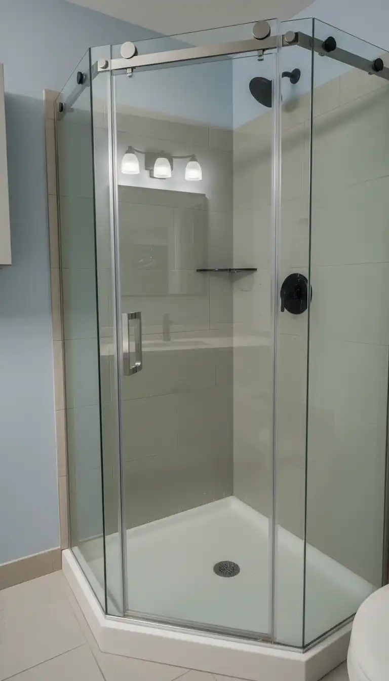 Safety-focused shower area in Beltline condo renovation